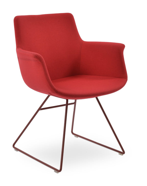 Soho Concept Bottega Wire Dining Armchair - Premium Upholstery In Boucle, Velvet, Nubuck - 10-year Guarantee! Red  Soho-concept-dining-chair-01617