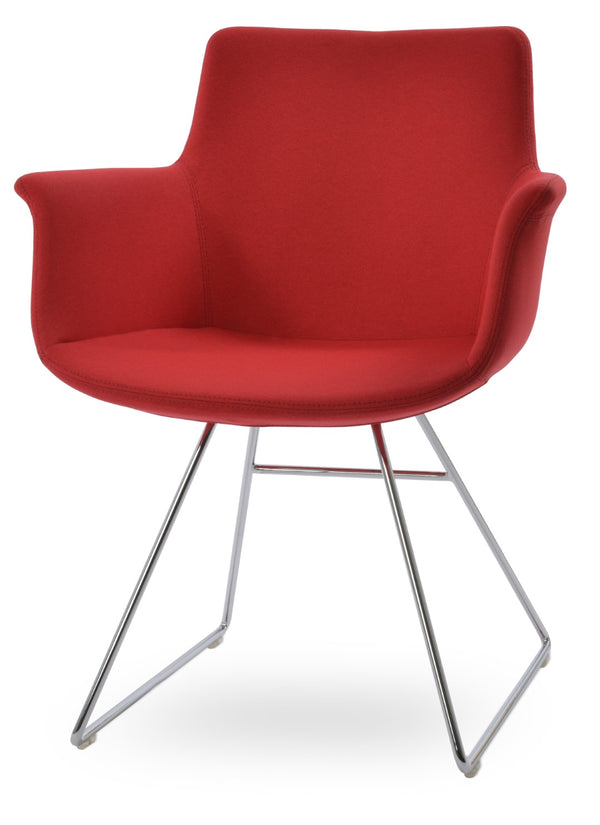 Soho Concept Bottega Wire Dining Armchair - Premium Upholstery In Boucle, Velvet, Nubuck - 10-year Guarantee! Chrome,Red  Soho-concept-dining-chair-01613