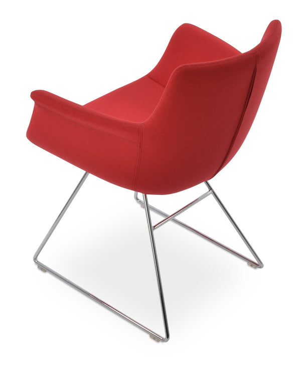 Soho Concept Bottega Wire Dining Armchair - Premium Upholstery In Boucle, Velvet, Nubuck - 10-year Guarantee! Chrome,Red  Soho-concept-dining-chair-01614