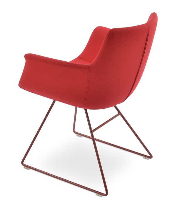Soho Concept Bottega Wire Dining Armchair - Premium Upholstery In Boucle, Velvet, Nubuck - 10-year Guarantee! Red  Soho-concept-dining-chair-01615