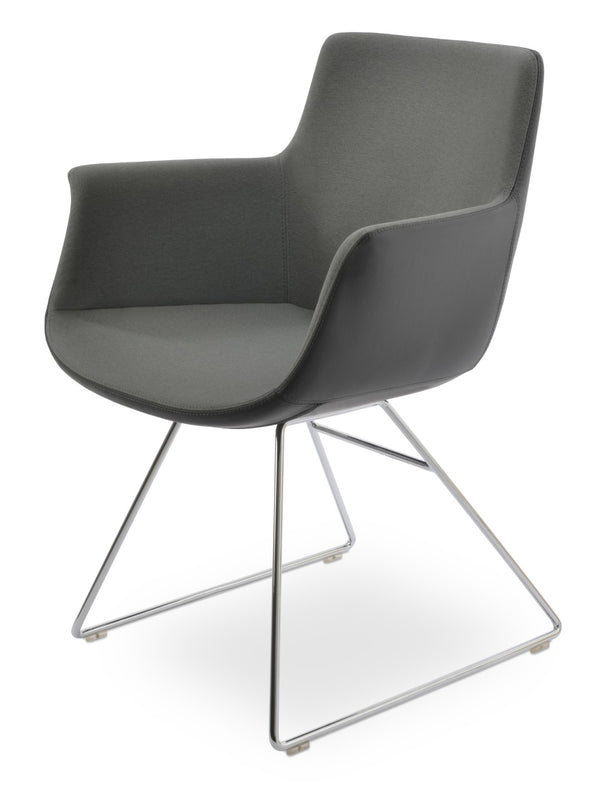 Soho Concept Bottega Wire Dining Armchair - Premium Upholstery In Boucle, Velvet, Nubuck - 10-year Guarantee! Chrome,Grey  Soho-concept-dining-chair-01609