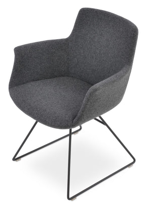 Soho Concept Bottega Wire Dining Armchair - Stylish High Back Chair In Camira Wool & Boucle, 10-year Guarantee Dark Grey,Black  Soho-concept-dining-chair-01610