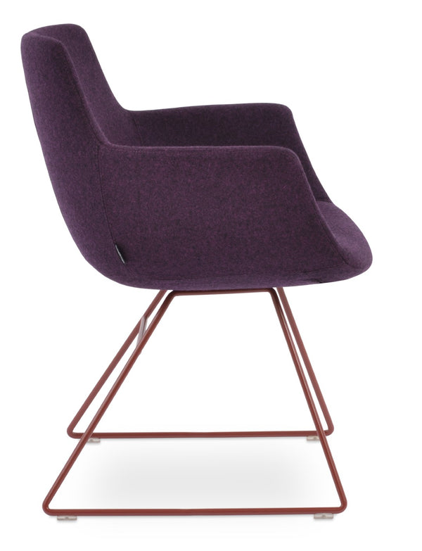 Soho Concept Bottega Wire Dining Armchair - Stylish High Back Chair In Camira Wool & Boucle, 10-year Guarantee Red  Soho-concept-dining-chair-01611