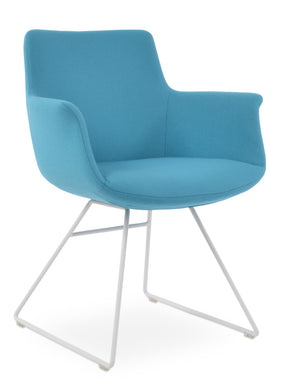 Soho Concept Bottega Wire Dining Armchair - Stylish High Back Chair In Camira Wool & Boucle, 10-year Guarantee Turquoise  Soho-concept-dining-chair-01612
