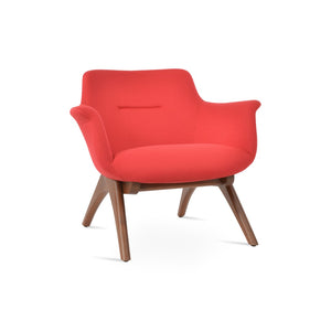 Soho Concept Bottega X-wood Lounge Chair – Premium Upholstery, Solid Walnut Base, 10-year Guarantee, Made In Turkiye Walnut,Red  Soho-concept-dining-chair-12968