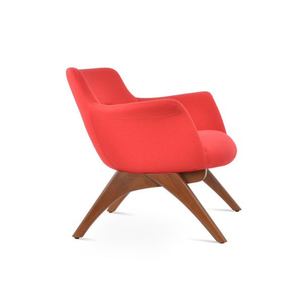 Soho Concept Bottega X-wood Lounge Chair – Premium Upholstery, Solid Walnut Base, 10-year Guarantee, Made In Turkiye Walnut,Red  Soho-concept-dining-chair-12969