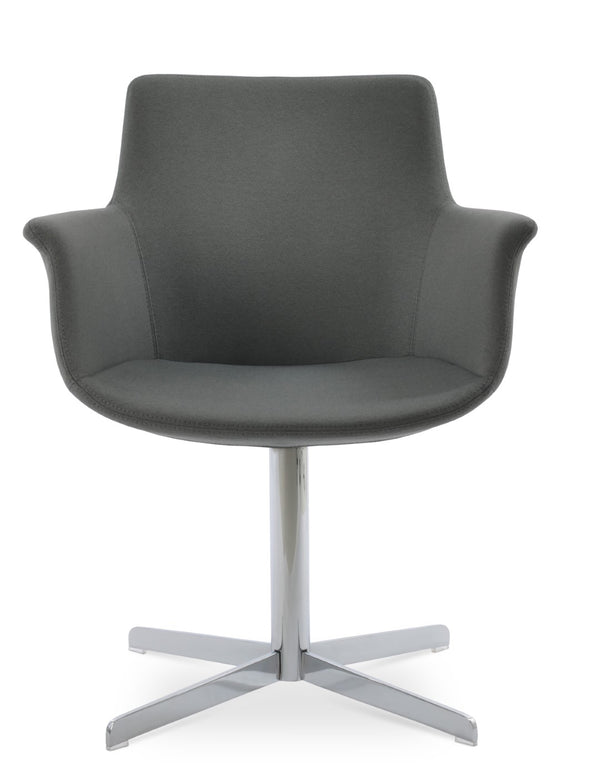 Soho Concept Bottega 4 Star Swivel Dining Armchair - Customizable Elegance In Premium Fabrics & Finishes Chrome,Grey  Soho-concept-dining-chair-01094