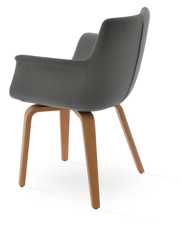 Soho Concept Bottega Plywood Armchair – Stylish Dining Chair In Boucle, Velvet & Nubuck Fabrics With Warranty Natural,Grey  Soho-concept-dining-chair-01552
