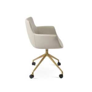 Soho Concept Bottega Spider Swivel Armchair - Stylish Dining Chair With Soft Leatherette, 2-year Warranty & More Brass,Light Grey  Soho-concept-dining-chair-01568
