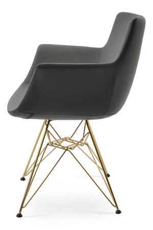 Soho Concept Bottega Tower Armchair: Stylish Dining Chair In Boucle, Velvet & Nubuck Fabrics - 10-year Warranty! Gold,Grey,Dark Grey  Soho-concept-dining-chair-01605