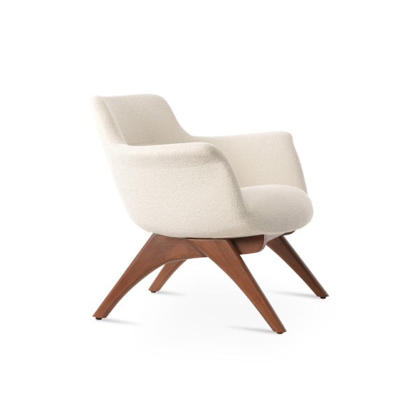 Soho Concept Bottega X-wood Lounge Chair – Premium Upholstery, Solid Walnut Base, 10-year Guarantee, Made In Turkiye Walnut,White  Soho-concept-dining-chair-12932