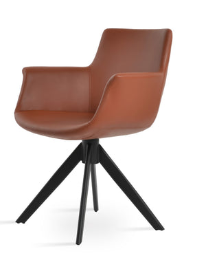 Soho Concept Bottega Sword Swivel Armchair - Stylish Leatherette Dining Chair With High Back & 2-year Warranty Black  Soho-concept-dining-chair-01597