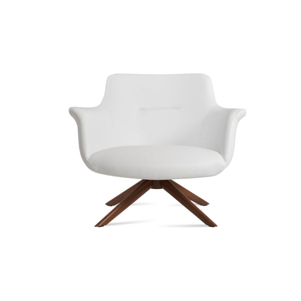 Soho Concept Bottega Sword Lounge Chair - Stylish Swivel Design, Soft Leatherette, 2-year Guarantee, Walnut Finish Walnut,White  Soho-concept-dining-chair-12918