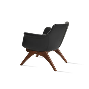 Soho Concept Bottega X-wood Lounge Chair - Solid Walnut Base, Leatherette Upholstery & 2-year Guarantee, 350 Lbs Walnut,Black  Soho-concept-dining-chair-12917