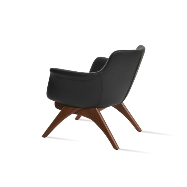 Soho Concept Bottega X-wood Lounge Chair - Solid Walnut Base, Leatherette Upholstery & 2-year Guarantee, 350 Lbs Walnut,Black  Soho-concept-dining-chair-12917