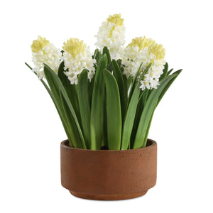Uttermost Sincerity Potted Hyacinth Plant - Charming White Blooms In Terracotta Planter For Spring Decor  Polyester,Plastic,Polyfoam,Iron Wir 60242