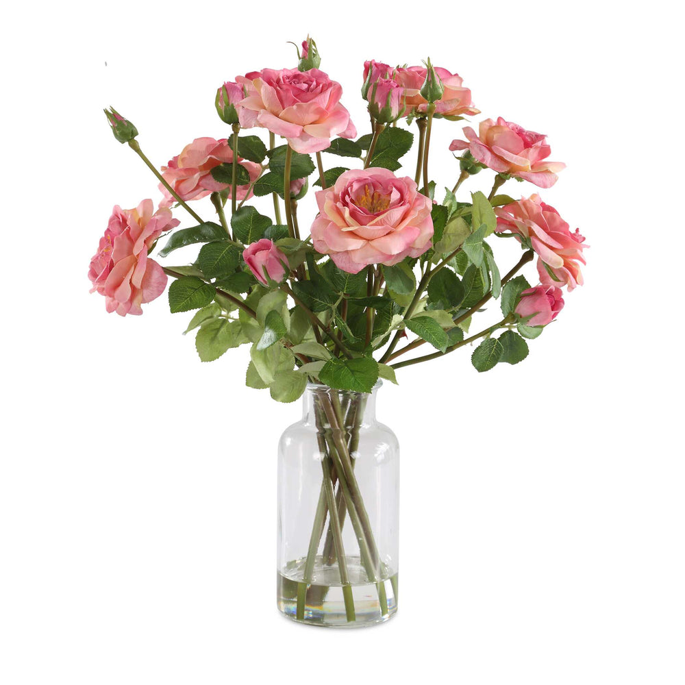 Uttermost Adoration Rose Bouquet - Beautiful Pink Roses In Glass Jar, Perfect Gift For Love & Admiration Pink Polyester,Plastic & Glass 60250