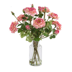 Uttermost Adoration Rose Bouquet - Beautiful Pink Roses In Glass Jar, Perfect Gift For Love & Admiration Pink Polyester,Plastic & Glass 60250
