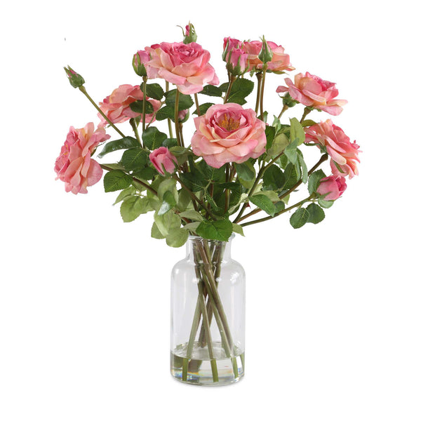 Uttermost Adoration Rose Bouquet - Beautiful Pink Roses In Glass Jar, Perfect Gift For Love & Admiration Pink Polyester,Plastic & Glass 60250