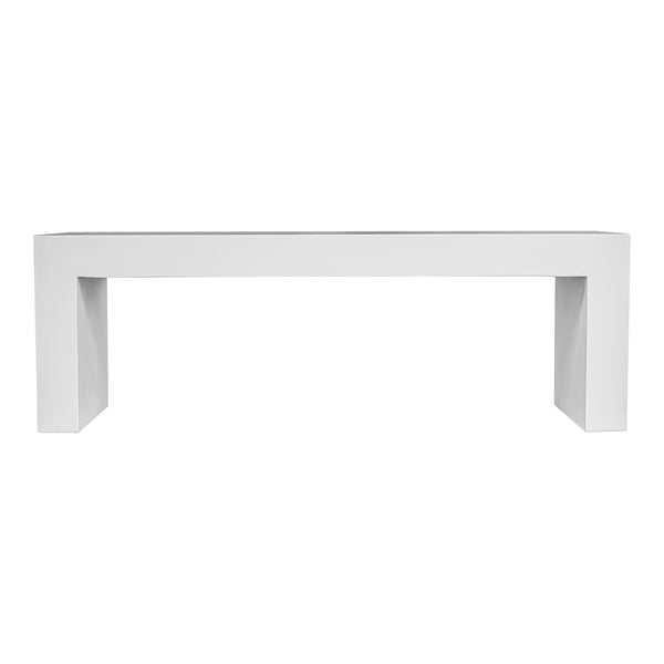 Moe's Home Lazarus Outdoor Bench: Stylish Fiber-reinforced Concrete Seating For Modern Indoor And Patio Spaces White White Cement And Natural Fibres Bq-1005-18