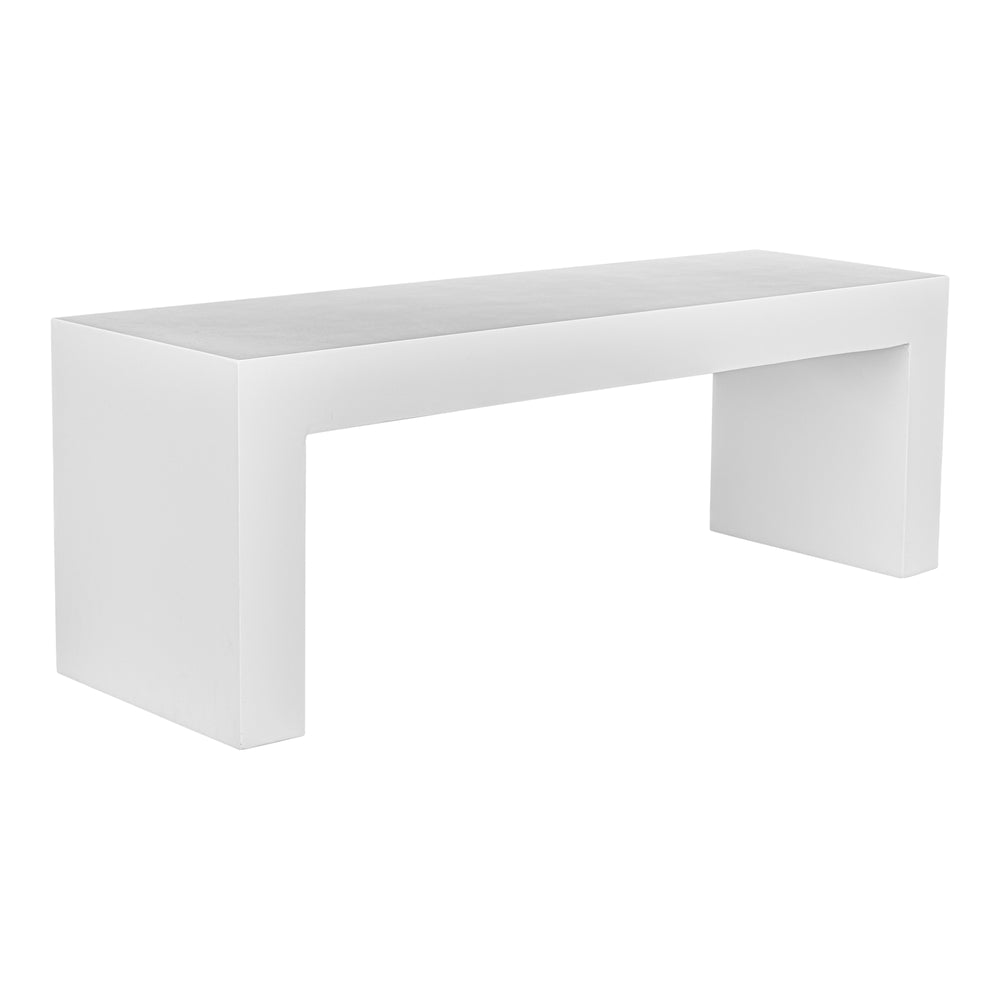 Moe's Home Lazarus Outdoor Bench: Stylish Fiber-reinforced Concrete Seating For Modern Indoor And Patio Spaces White White Cement And Natural Fibres Bq-1005-18