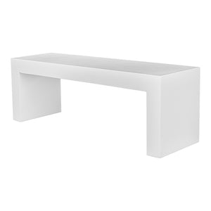 Moe's Home Lazarus Outdoor Bench: Stylish Fiber-reinforced Concrete Seating For Modern Indoor And Patio Spaces White White Cement And Natural Fibres Bq-1005-18