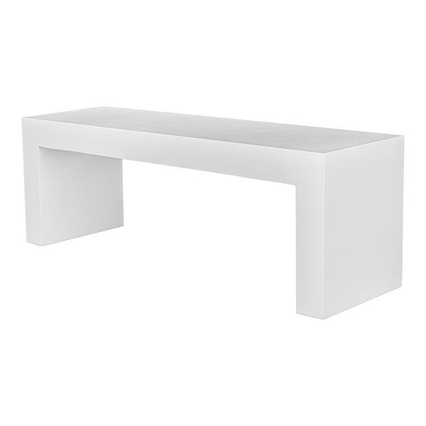 Moe's Home Lazarus Outdoor Bench: Stylish Fiber-reinforced Concrete Seating For Modern Indoor And Patio Spaces White White Cement And Natural Fibres Bq-1005-18