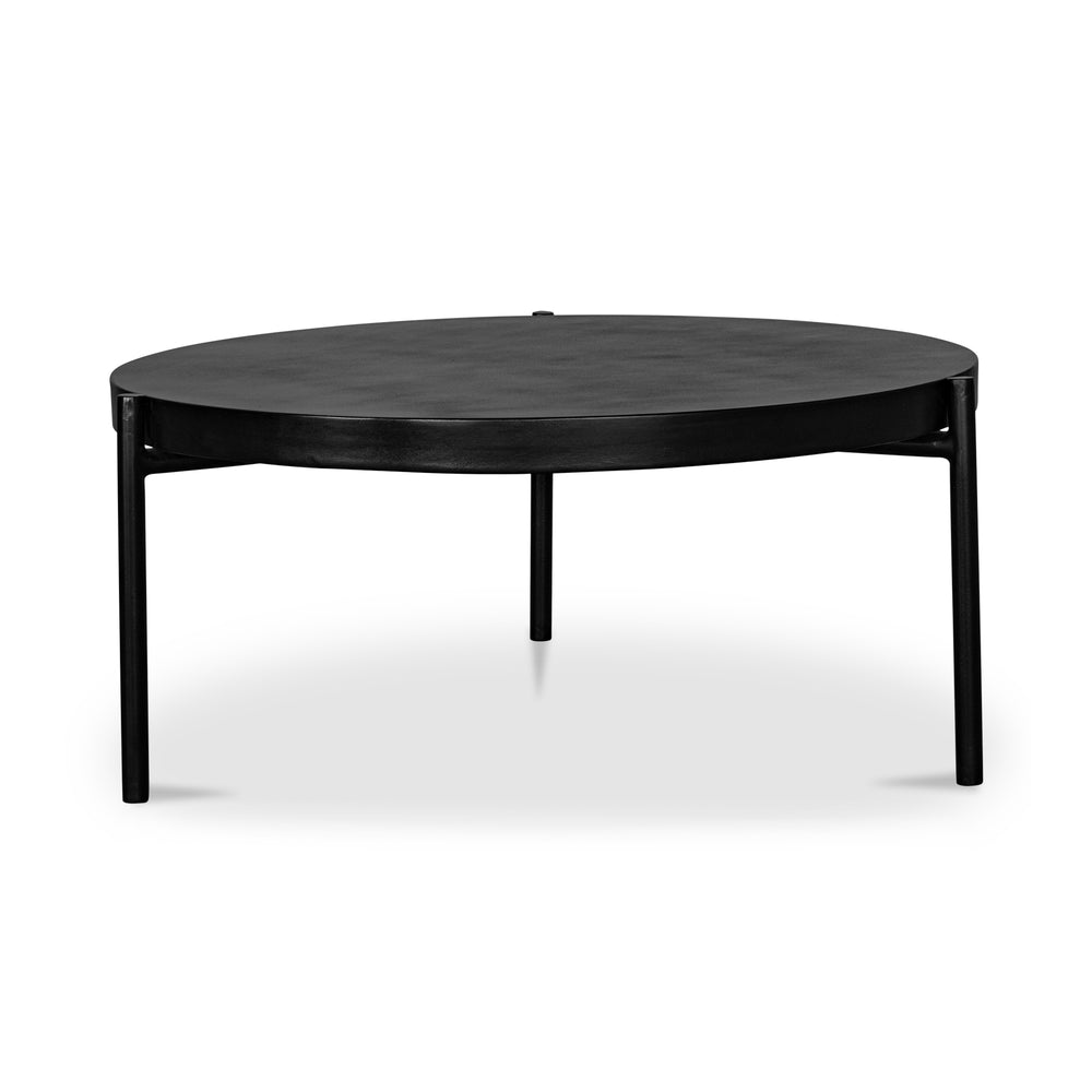 Moe's Home Mendez Outdoor Coffee Table - Stylish Round Design With Fiber-stone Top & Sleek Steel Legs For Patios Black Concrete Top,Steel Legs Bq-1009-02