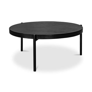 Moe's Home Mendez Outdoor Coffee Table - Stylish Round Design With Fiber-stone Top & Sleek Steel Legs For Patios Black Concrete Top,Steel Legs Bq-1009-02
