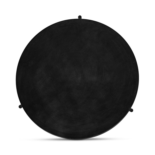 Moe's Home Mendez Outdoor Coffee Table - Stylish Round Design With Fiber-stone Top & Sleek Steel Legs For Patios Black Concrete Top,Steel Legs Bq-1009-02