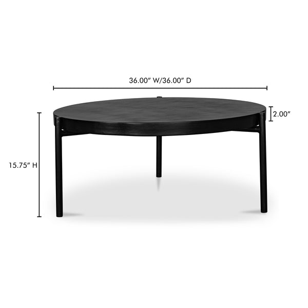 Moe's Home Mendez Outdoor Coffee Table - Stylish Round Design With Fiber-stone Top & Sleek Steel Legs For Patios Black Concrete Top,Steel Legs Bq-1009-02