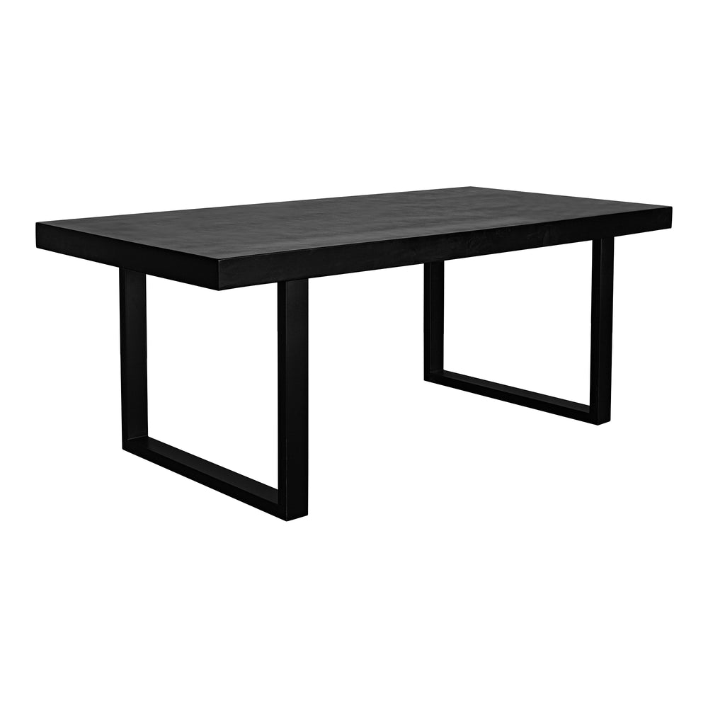 Moe's Home Jedrik Large Outdoor Dining Table - Stylish Cement Top With Steel Legs, Seats 6, Versatile Design Black Concrete Top Bq-1018-02-0