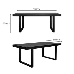 Moe's Home Jedrik Large Outdoor Dining Table - Stylish Cement Top With Steel Legs, Seats 6, Versatile Design Black Concrete Top Bq-1018-02-0