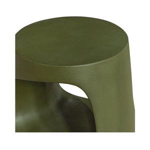 Moe's Home Rothko Outdoor Stool - Stylish Monolithic Seating & Side Table For Modern Indoor Or Garden Spaces Green Fibre Reinforced Natural Concrete Bq-1055-16