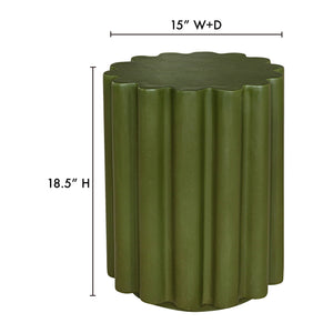 Moe's Home Taffy Accent Table - Stylish Indoor/Outdoor Stool With Unique Fiber-reinforced Concrete Design Green Fibre Reinforced Natural Concrete Bq-1062-16