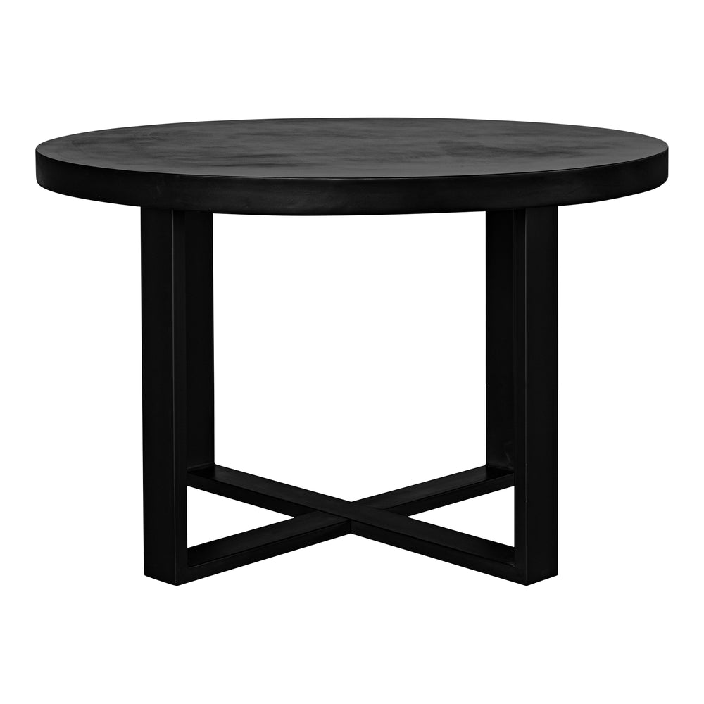 Moe's Home Jedrik Round Outdoor Dining Table - Stylish Cement Top & Sleek Steel Legs For Ultimate Versatility Black Concrete Top,Steel Legs Bq-1065-02-0