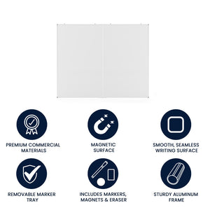 English Elm HERCULES Commercial Magnetic Dry Erase Board with Mounting Kit, Markers, and Accessories Included White 60" x 48" BR-FMW-76122-4860-GG