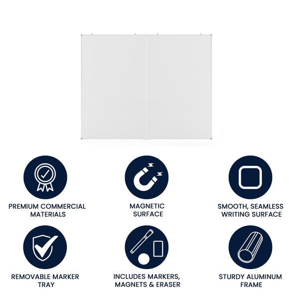 English Elm HERCULES Commercial Magnetic Dry Erase Board with Mounting Kit, Markers, and Accessories Included White 60" x 48" BR-FMW-76122-4860-GG