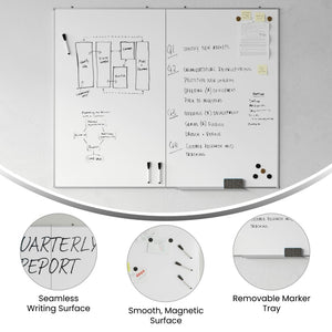 English Elm HERCULES Commercial Magnetic Dry Erase Board with Mounting Kit, Markers, and Accessories Included White 60" x 48" BR-FMW-76122-4860-GG