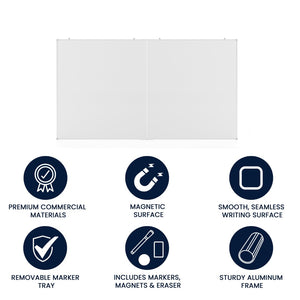 English Elm HERCULES Commercial Magnetic Dry Erase Board with Mounting Kit, Markers, and Accessories Included White 72" x 40" BR-FMW-91101-7240-GG