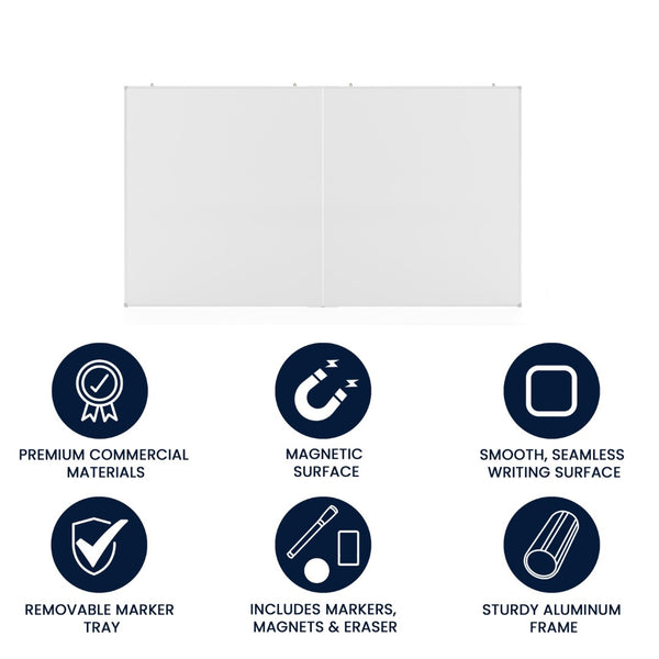 English Elm HERCULES Commercial Magnetic Dry Erase Board with Mounting Kit, Markers, and Accessories Included White 72" x 40" BR-FMW-91101-7240-GG