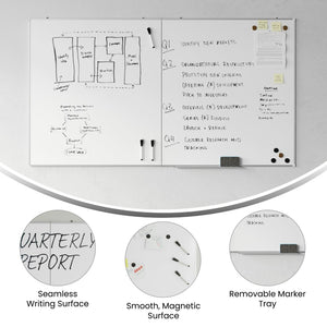 English Elm HERCULES Commercial Magnetic Dry Erase Board with Mounting Kit, Markers, and Accessories Included White 72" x 40" BR-FMW-91101-7240-GG