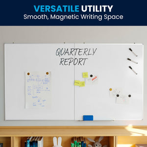 English Elm HERCULES Commercial Magnetic Dry Erase Board with Mounting Kit, Markers, and Accessories Included White 72" x 40" BR-FMW-91101-7240-GG