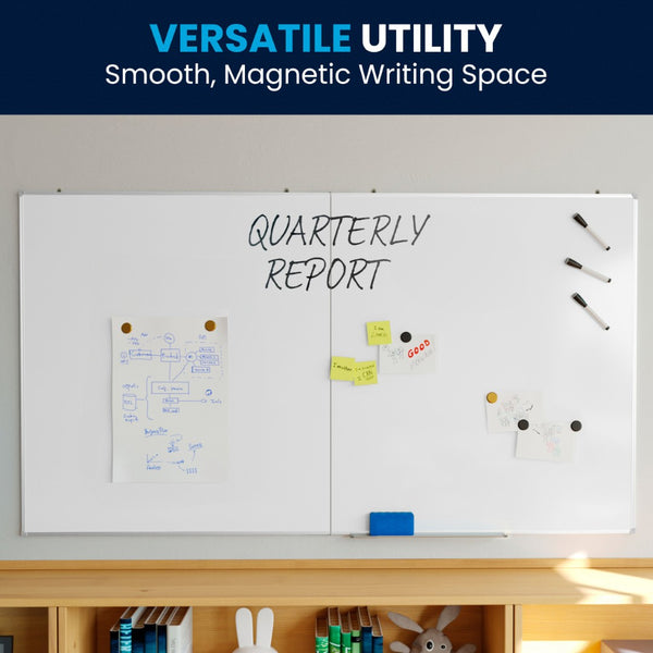 English Elm HERCULES Commercial Magnetic Dry Erase Board with Mounting Kit, Markers, and Accessories Included White 72" x 40" BR-FMW-91101-7240-GG
