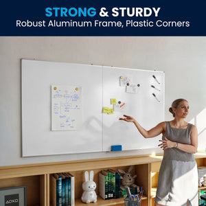 English Elm HERCULES Commercial Magnetic Dry Erase Board with Mounting Kit, Markers, and Accessories Included White 72" x 40" BR-FMW-91101-7240-GG
