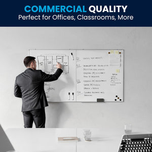 English Elm HERCULES Commercial Magnetic Dry Erase Board with Mounting Kit, Markers, and Accessories Included White 72" x 40" BR-FMW-91101-7240-GG