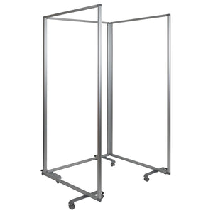 English Elm Raisley Transparent Acrylic Mobile Partition - 3-Section Room Divider with Lockable Casters, 72"H BR-PTT001-3-AC-90183-GG