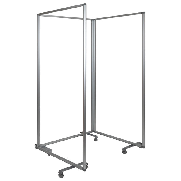 English Elm Raisley Transparent Acrylic Mobile Partition - 3-Section Room Divider with Lockable Casters, 72"H BR-PTT001-3-AC-90183-GG