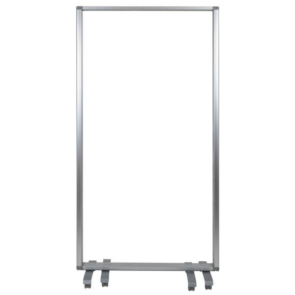 English Elm Raisley Transparent Acrylic Mobile Partition - 3-Section Room Divider with Lockable Casters, 72"H BR-PTT001-3-AC-90183-GG