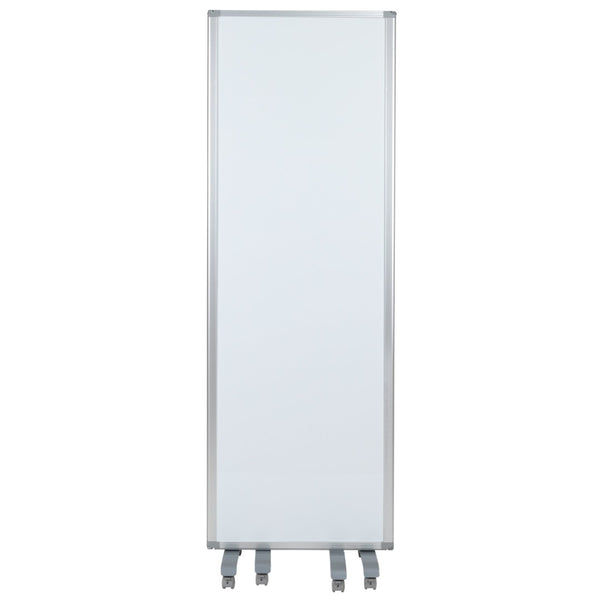 English Elm Raisley Mobile Magnetic Whiteboard Partition with Lockable Casters - Flexible 3-Section Room Divider BR-PTT001-3-M-60183-GG